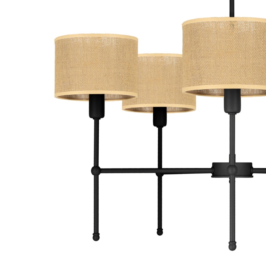 Hanglamp met stang MADELA 5xE14/40W/230V jute/zwart