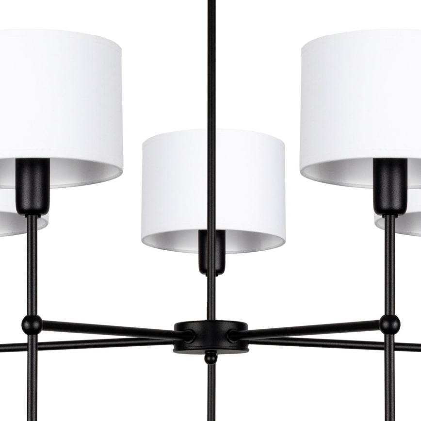 Hanglamp met stang MADELA 5xE14/40W/230V wit/zwart