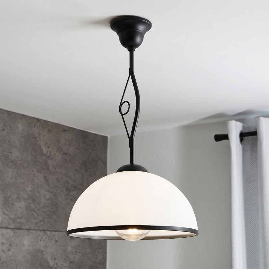 Hanglamp met stang RETRO 1xE27/60W/230V zwart/wit