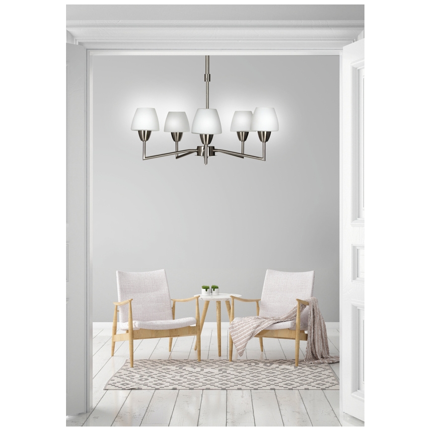 Hanglamp met stang TOGO 5xG9/40W/230V mat chroom/wit