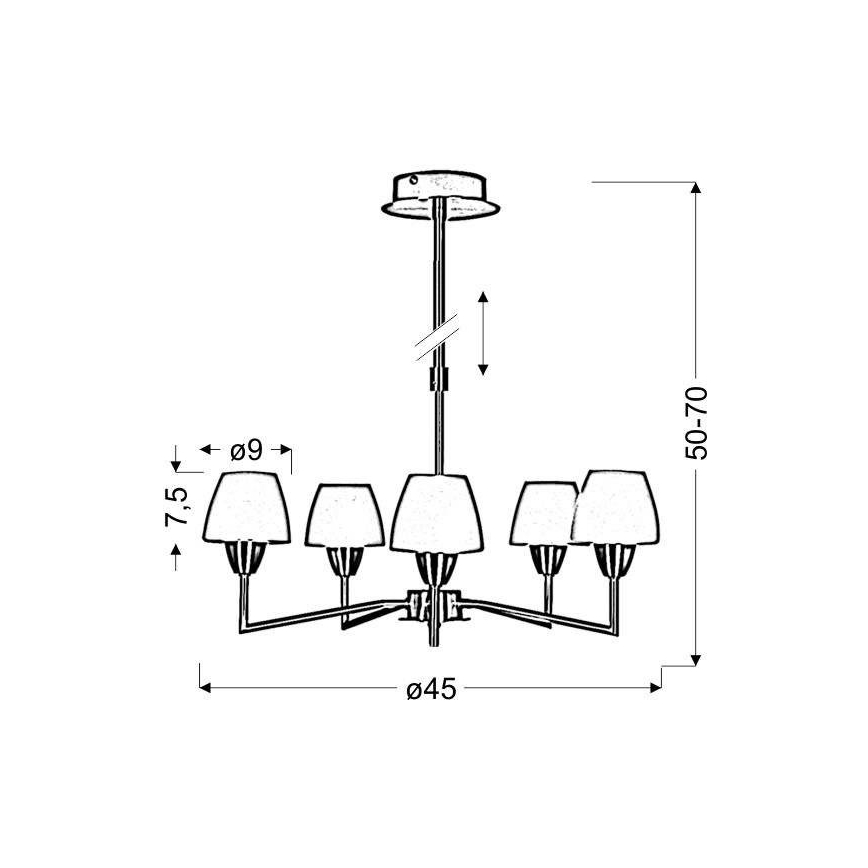 Hanglamp met stang TOGO 5xG9/40W/230V mat chroom/wit