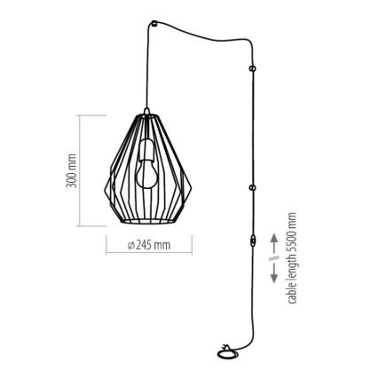 Hanglamp met stekker BRYLANT 1xE27/60W/230V