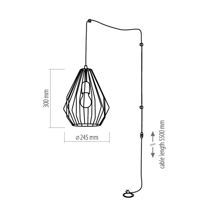 Hanglamp met stekker BRYLANT 1xE27/60W/230V