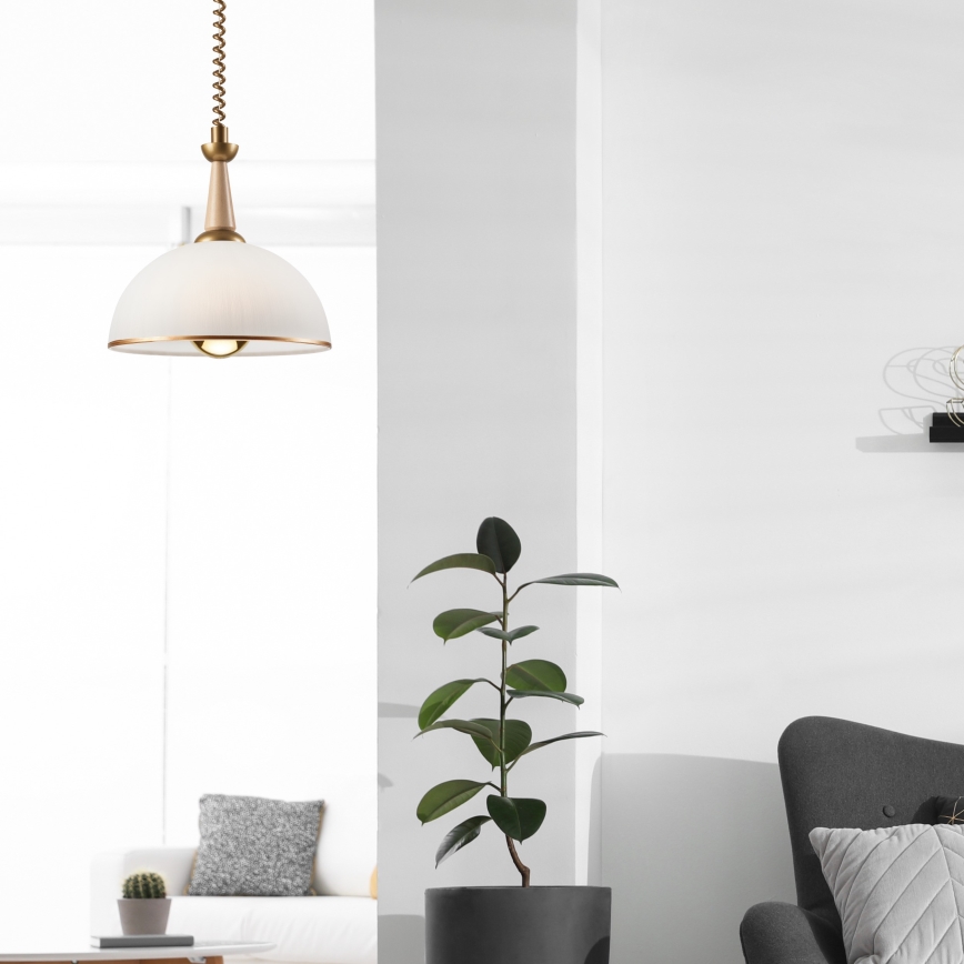 Hanglamp met trekkoord CHIARA 1xE27/60W/230V beige/beuken