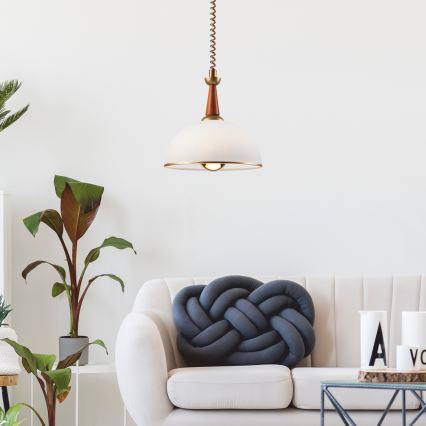 Hanglamp met trekkoord CHIARA 1xE27/60W/230V donkerbruin/beuken