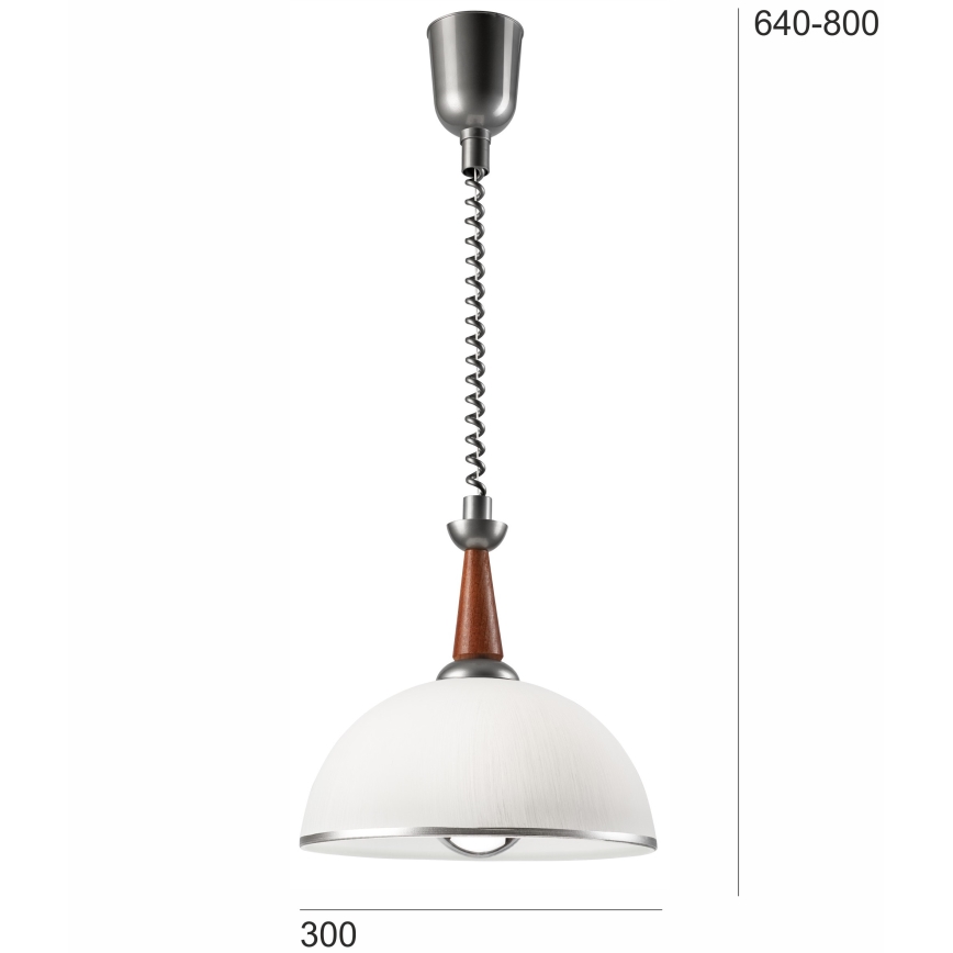 Hanglamp met trekkoord CHIARA 1xE27/60W/230V zilver/bruin/beuken