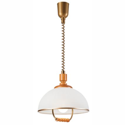 Hanglamp met trekkoord RAMONA 1xE27/60W/230V beige/bruin/grenen