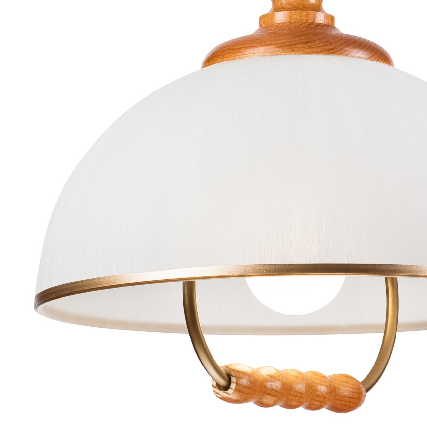 Hanglamp met trekkoord RAMONA 1xE27/60W/230V beige/bruin/grenen