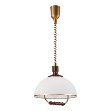 Hanglamp met trekkoord RAMONA 1xE27/60W/230V beige/donkerbruin/grenen