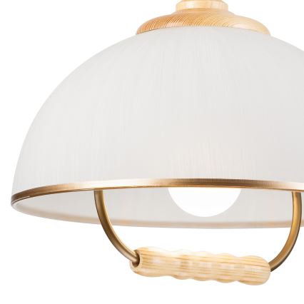 Hanglamp met trekkoord RAMONA 1xE27/60W/230V beige/lichtbruin/grenen