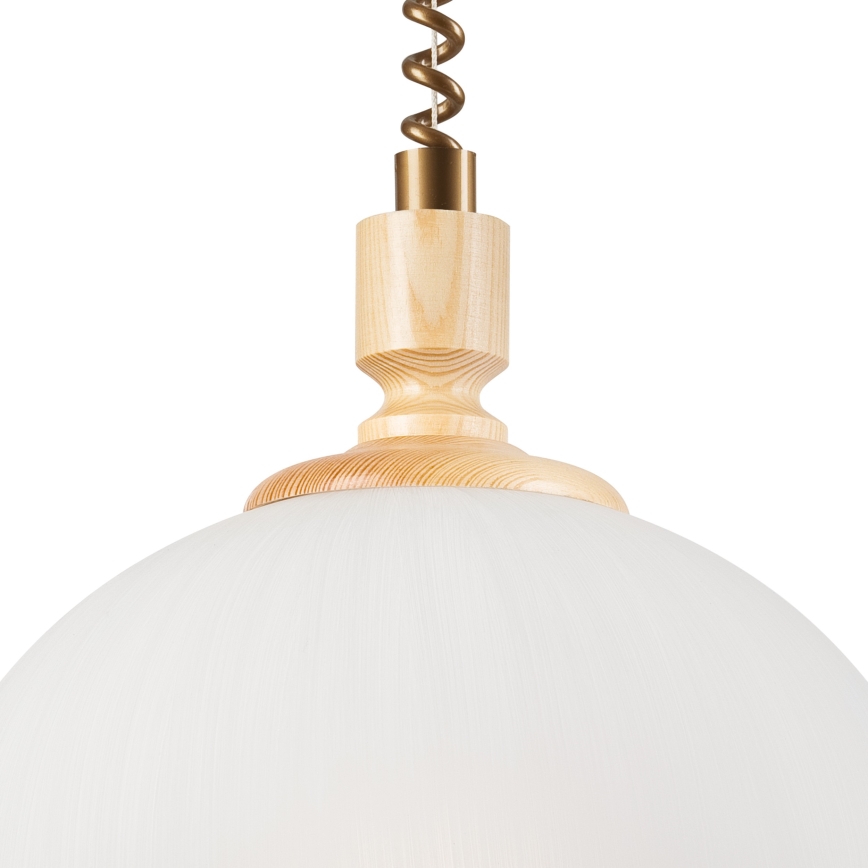 Hanglamp met trekkoord RAMONA 1xE27/60W/230V beige/lichtbruin/grenen