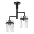 Hanglamp met vaste pendel 2xE27/60W/230V zwart/doorzichtig