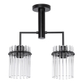 Hanglamp met vaste pendel 2xE27/60W/230V zwart/doorzichtig