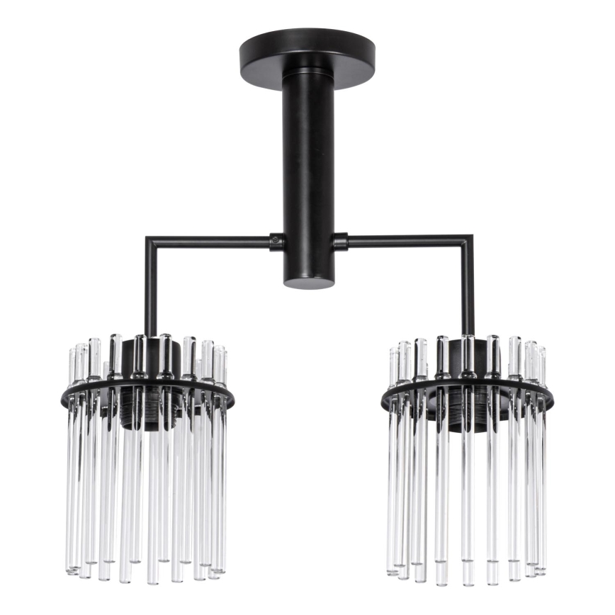 Hanglamp met vaste pendel 2xE27/60W/230V zwart/doorzichtig