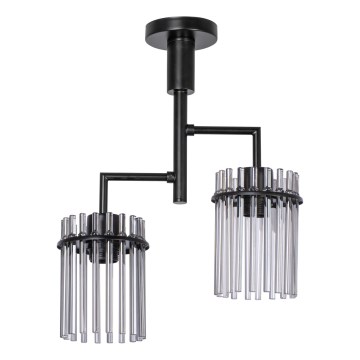 Hanglamp met vaste pendel 2xE27/60W/230V zwart/gerookt