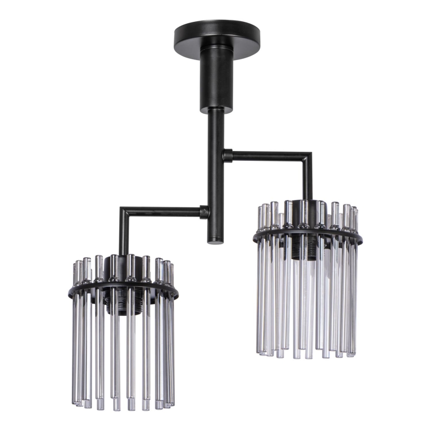 Hanglamp met vaste pendel 2xE27/60W/230V zwart/gerookt