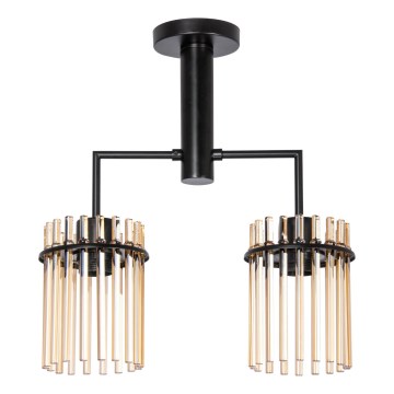 Hanglamp met vaste pendel 2xE27/60W/230V zwart/gerookt
