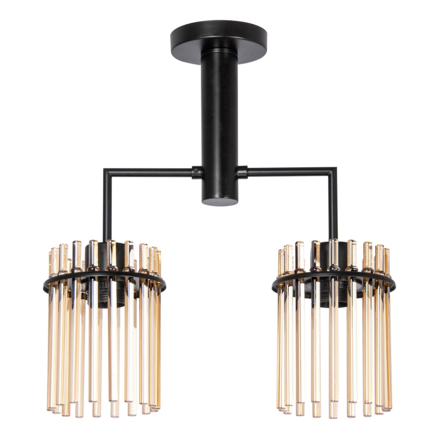 Hanglamp met vaste pendel 2xE27/60W/230V zwart/gerookt