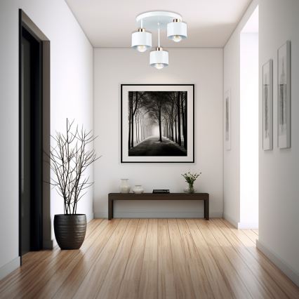 Hanglamp met vaste pendel 3xE27/35W/230V diameter 30 cm wit/goud