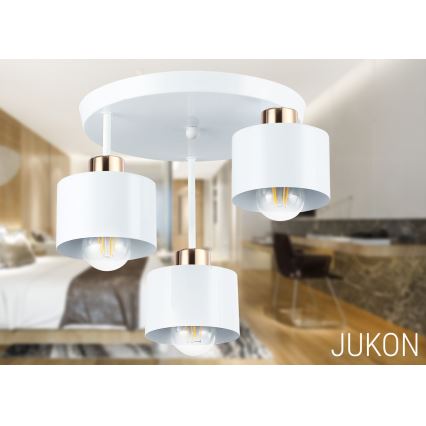 Hanglamp met vaste pendel 3xE27/35W/230V diameter 30 cm wit/goud