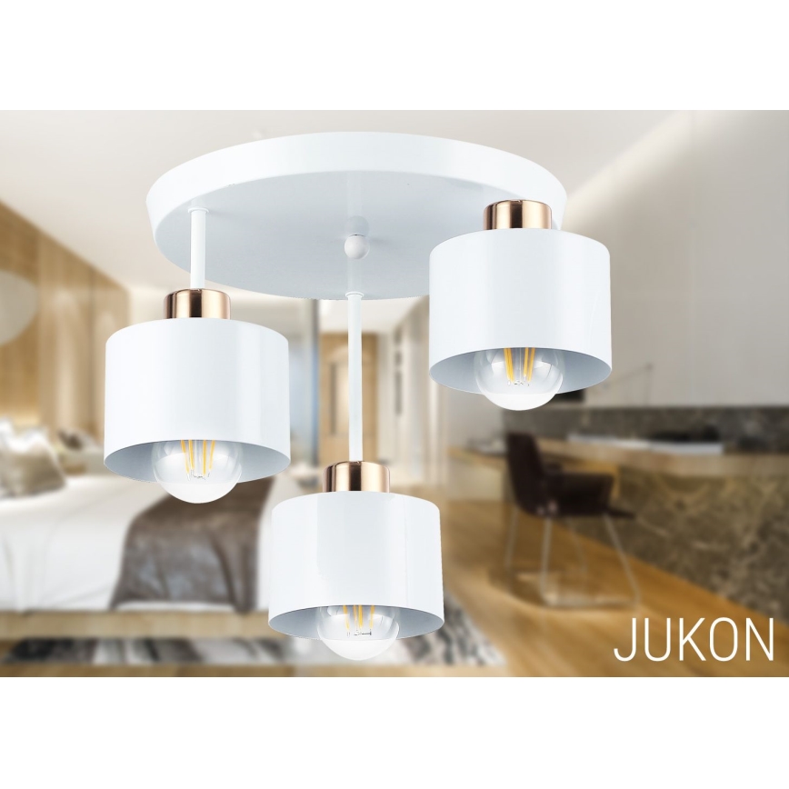 Hanglamp met vaste pendel 3xE27/35W/230V diameter 30 cm wit/goud