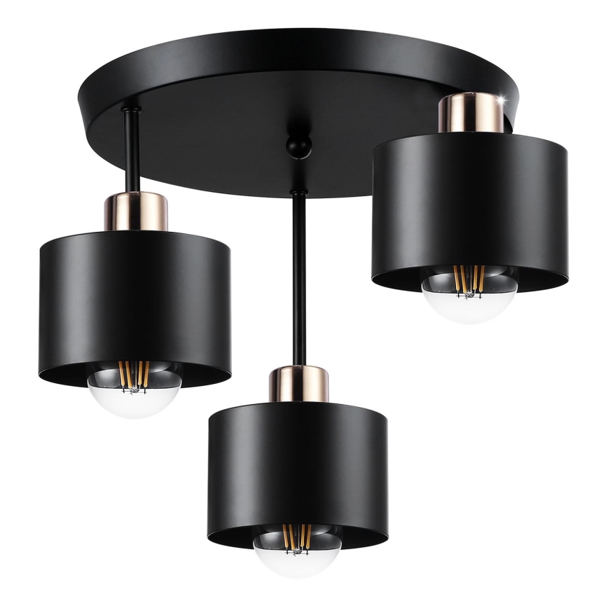 Hanglamp met vaste pendel 3xE27/35W/230V diameter 30 cm zwart/goud
