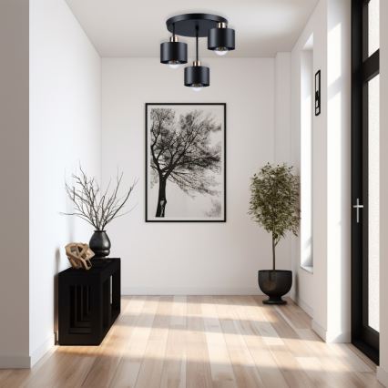 Hanglamp met vaste pendel 3xE27/35W/230V diameter 30 cm zwart/goud