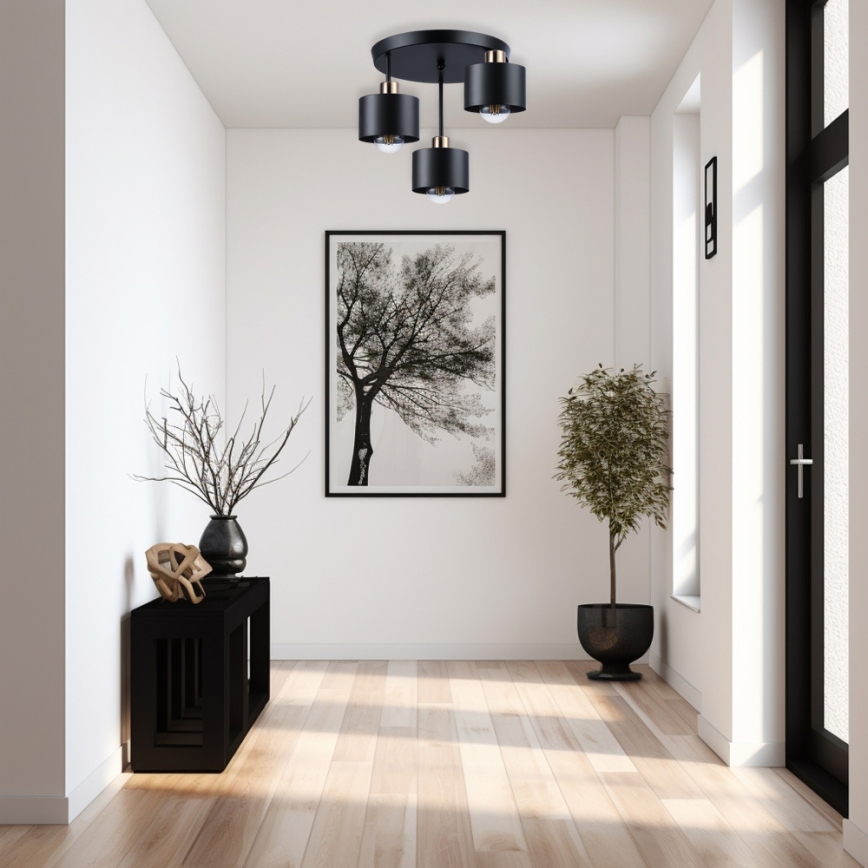 Hanglamp met vaste pendel 3xE27/35W/230V diameter 30 cm zwart/goud