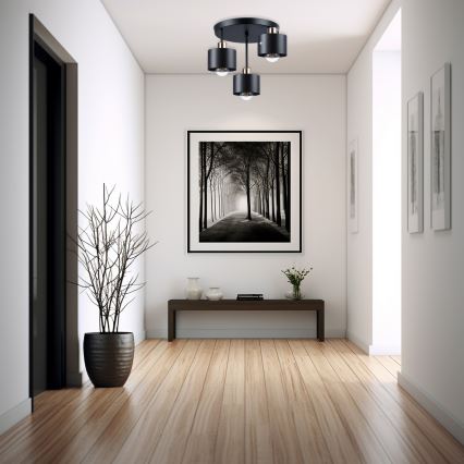 Hanglamp met vaste pendel 3xE27/35W/230V diameter 30 cm zwart/goud
