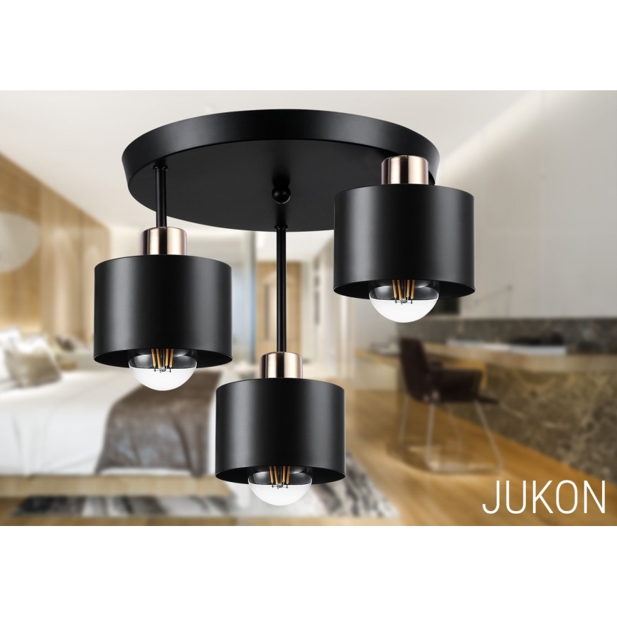 Hanglamp met vaste pendel 3xE27/35W/230V diameter 30 cm zwart/goud
