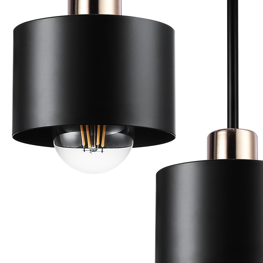 Hanglamp met vaste pendel 3xE27/35W/230V diameter 30 cm zwart/goud