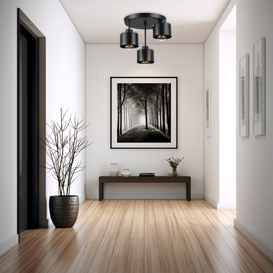 Hanglamp met vaste pendel 3xE27/35W/230V diameter 30 cm zwart