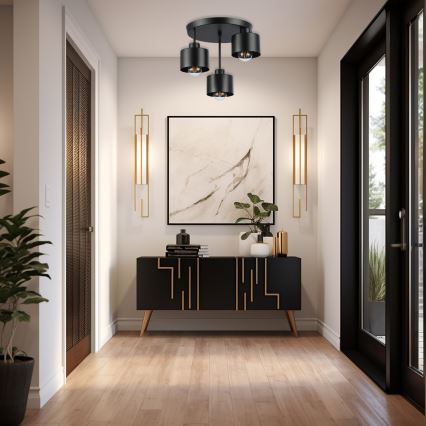 Hanglamp met vaste pendel 3xE27/35W/230V diameter 30 cm zwart