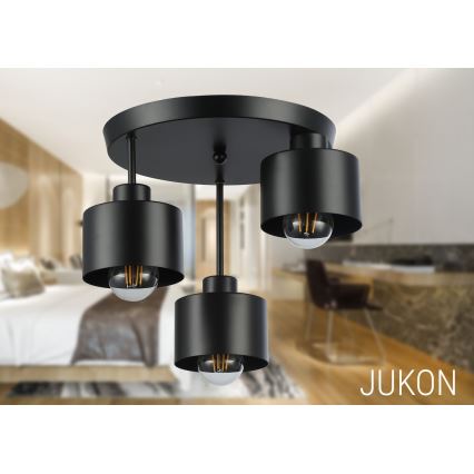 Hanglamp met vaste pendel 3xE27/35W/230V diameter 30 cm zwart
