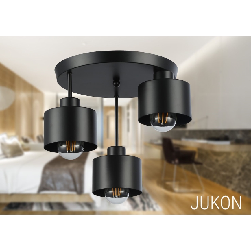 Hanglamp met vaste pendel 3xE27/35W/230V diameter 30 cm zwart