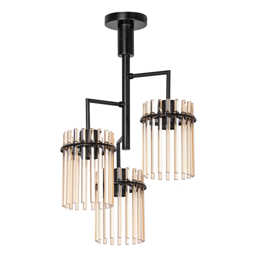 Hanglamp met vaste pendel 3xE27/60W/230V zwart/beige