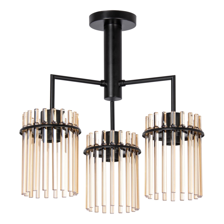 Hanglamp met vaste pendel 3xE27/60W/230V zwart/beige