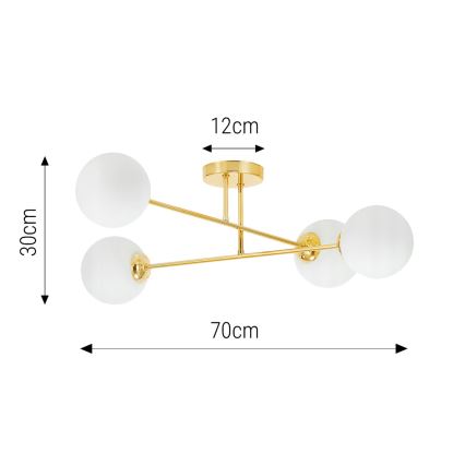Hanglamp met vaste pendel 4xE27/35W/230V diameter 70 cm goud