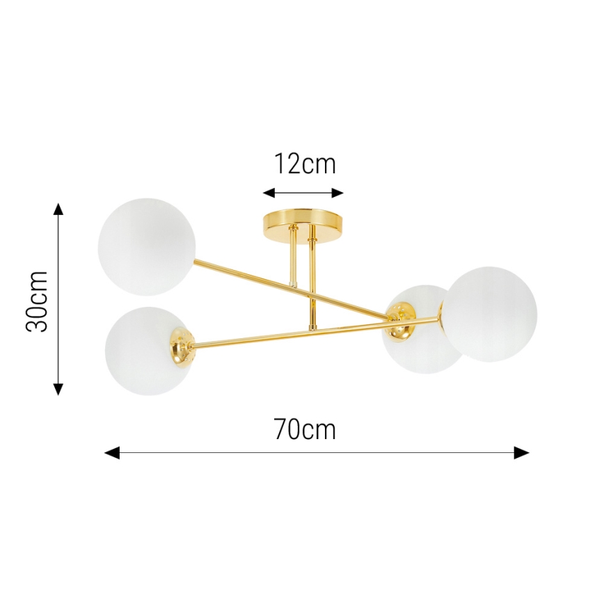 Hanglamp met vaste pendel 4xE27/35W/230V diameter 70 cm goud