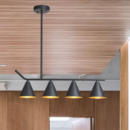 Hanglamp met vaste pendel 4xΕ27/40W/230V zwart