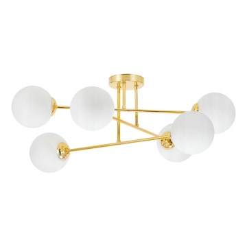 Hanglamp met vaste pendel 6xE27/35W/230V diameter 80 cm goud