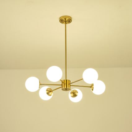 Hanglamp met vaste pendel 6xE27/40W/230V messing