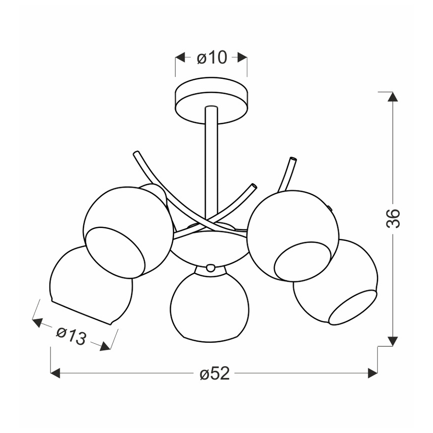 Hanglamp met vaste pendel AMOS 5xE27/40W/230V glanzend chroom