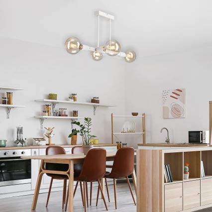 Hanglamp met vaste pendel ASTRID 4xE27/60W/230V wit