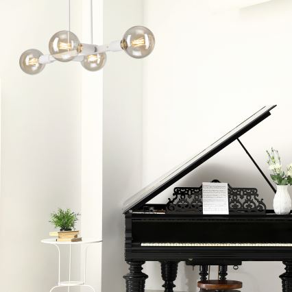 Hanglamp met vaste pendel ASTRID 4xE27/60W/230V wit