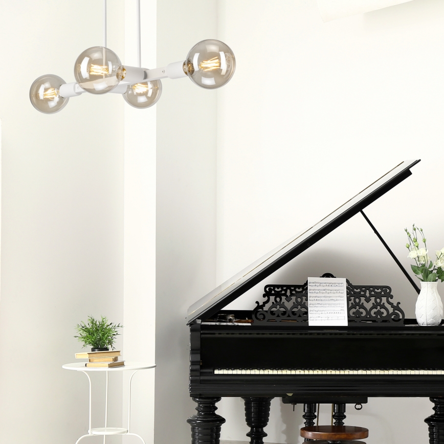 Hanglamp met vaste pendel ASTRID 4xE27/60W/230V wit