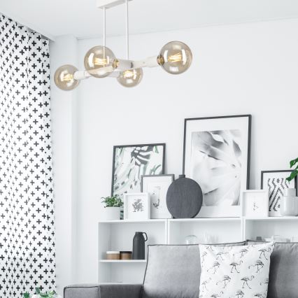 Hanglamp met vaste pendel ASTRID 4xE27/60W/230V wit
