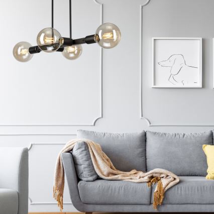 Hanglamp met vaste pendel ASTRID 4xE27/60W/230V zwart