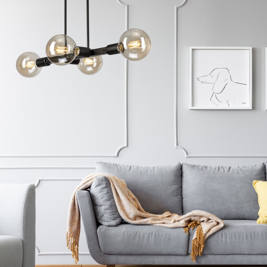 Hanglamp met vaste pendel ASTRID 4xE27/60W/230V zwart