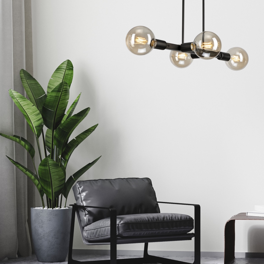 Hanglamp met vaste pendel ASTRID 4xE27/60W/230V zwart